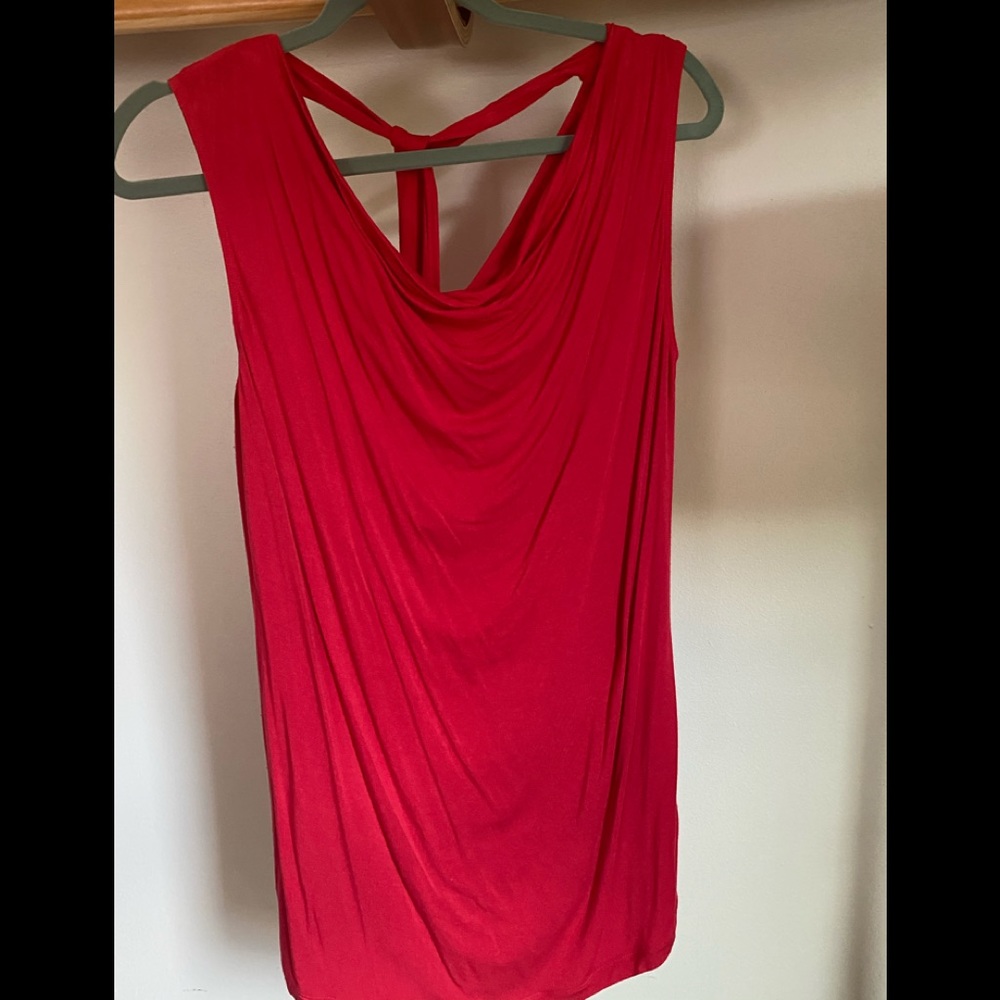 CAbi Red Tie Back Cowl Top